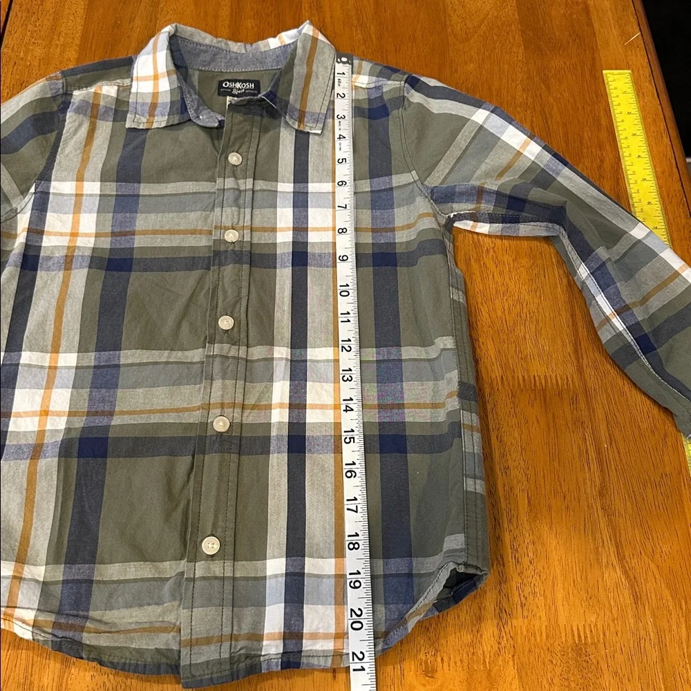 OshKosh B'gosh Kids Plaid Shirt - Green, Blue, and Orange. Size 8